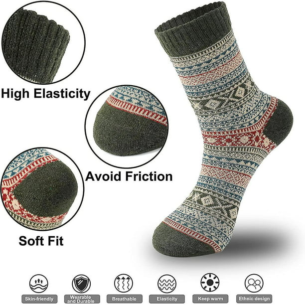 5 pares de calcetines de lana para mujer - Calcetines cálidos de lana para  invierno Calcetines gruesos de punto Calcetines de senderismo, cálidos y