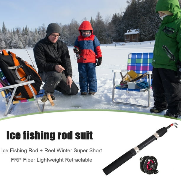 Caña de pescar en hielo de invierno Caña de pescar al aire libre  telescópica de 2 secciones (Rueda) Likrtyny Para estrenar