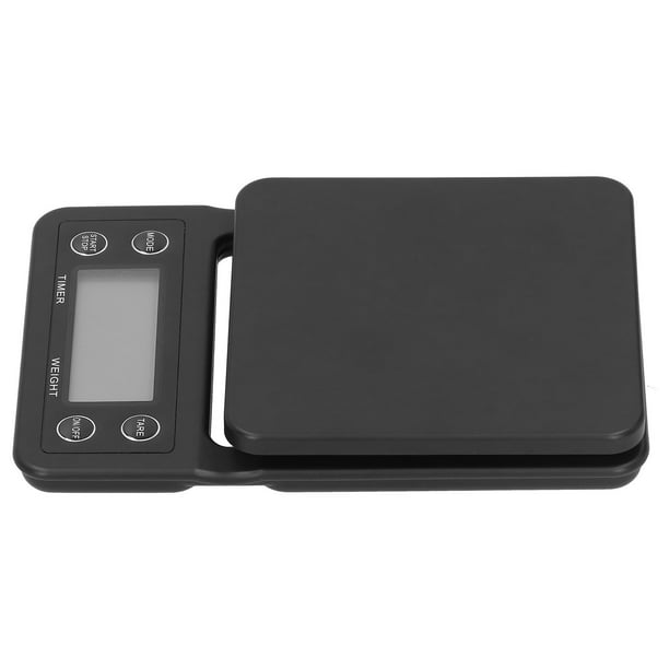 Báscula de cocina 1 pieza (negra) 5 kg/0,1 G negra, báscula de café digital  con temporizador, báscula de café LCD alta para barista, báscula de café