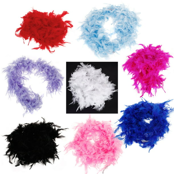 7 Boas de plumas multicolor para decoración, suministros de fiesta, disfraz  de niñas (6.56 pies por color), Varios colores