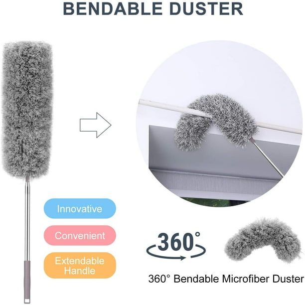 BOOMJOY Plumero de microfibra con poste extensible, 100 pulgadas, plumero  telescopico para limpieza, cabeza flexible… - Multicleaners