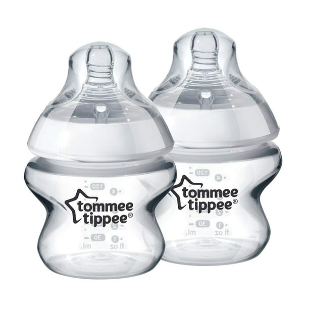 Tommee Tippee Closer to Nature - Biberones de flujo lento con boquilla  similar a un pecho y válvula anticólicos (9 onzas, 4 unidades)