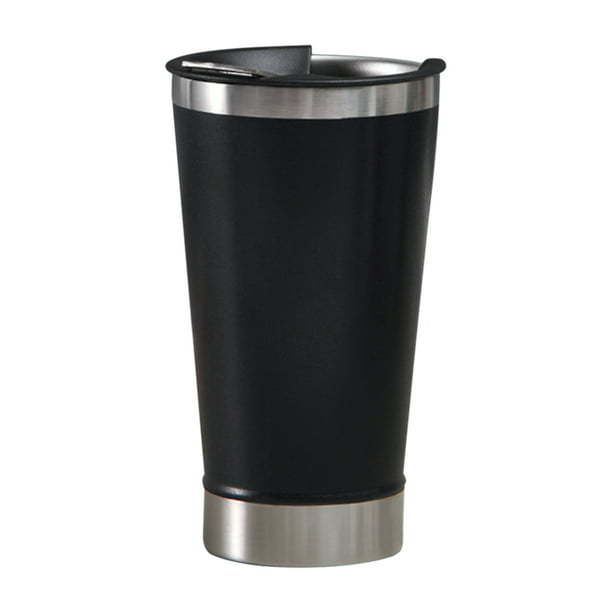  Vaso térmico para cerveza, de acero inoxidable, para té, café,  botella de agua, aislada al vacío, a prueba de fugas, con tapas, vaso  térmico (capacidad: 16.9-20.3 fl oz, color: negro) 