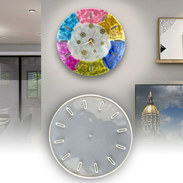  Kissnowy Paquete de 4 moldes de silicona para reloj de  fundición de resina, para manualidades, decoración de pared del hogar, 5.9  x 5.9 pulgadas : Arte y Manualidades