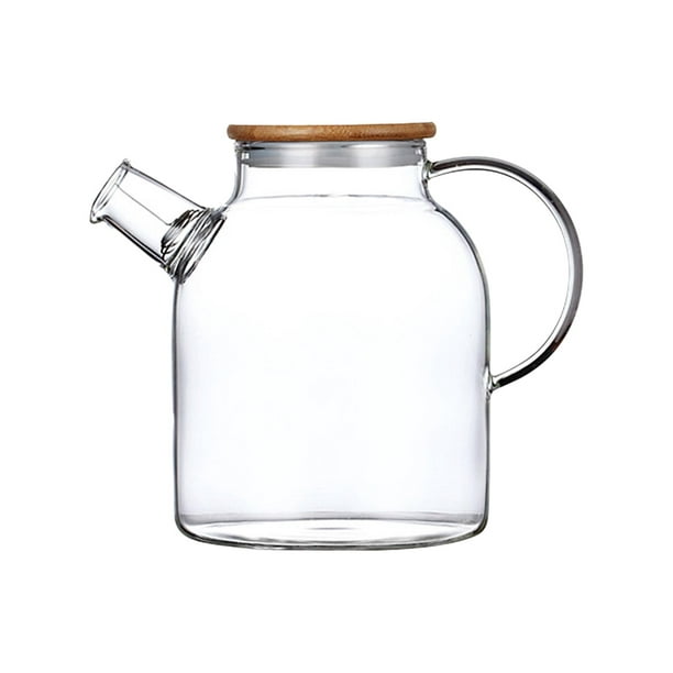 Olla de vidrio para servidor, jarra de café de vidrio con tapa y boquilla,  taza de leche de café pequeña de 10.1 fl oz, tetera de vidrio para jarra de