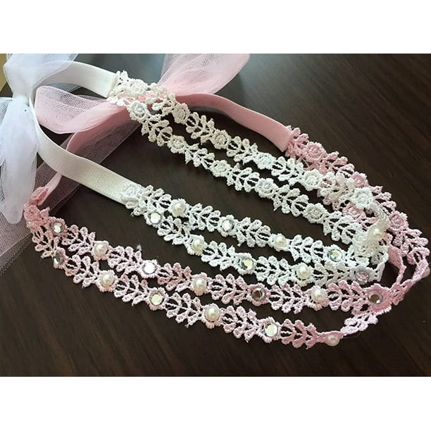 Diadema súper elástica para bebé niña, diadema de encaje de algodón para  niños pequeños, conjunto de accesorios para el cabello turbante suave para  bebé (6-24 meses, blanco) JAMW Sencillez