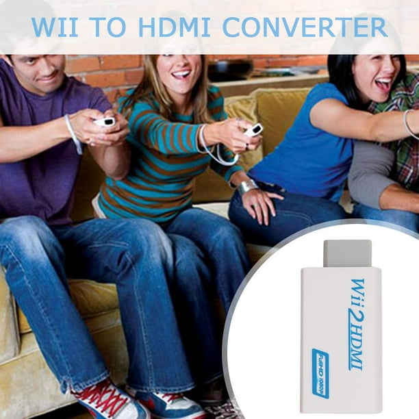 Convertidor compatible con WII a HDMI Full HD 1080P Adaptador Wii 2 3.5mm  (Negro) Ndcxsfigh