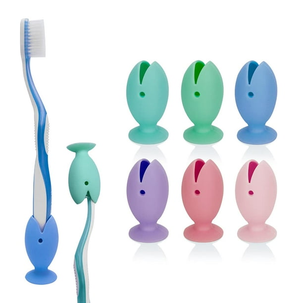 Funda de silicona para cepillos de dientes de viaje con tapa de succión,  paquete de 6 fundas para cepillos de dientes para niños, fundas portátiles  para cepillos de dientes para el hogar