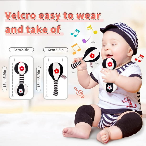  Sonajeros para bebés de 0 a 6 meses: sonajeros suaves para bebés  de 0 a 6 meses, juguetes sensoriales para recién nacidos, juguetes para  bebés en blanco y negro de alto