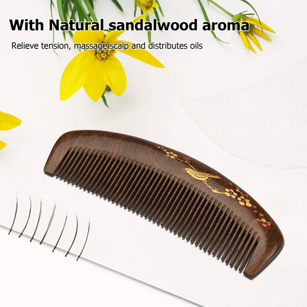Peine para el cabello de madera Peine de madera de dientes finos para  mujeres Peine de sándalo MABOTO Peine