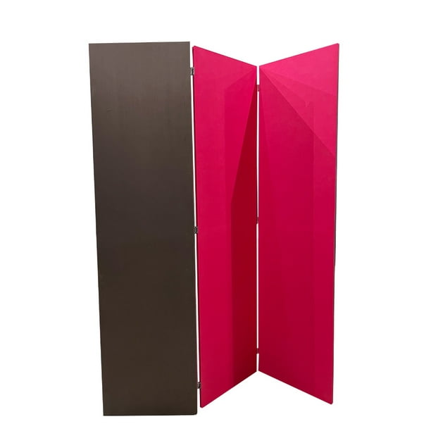 Biombo Sencillo De 4 Paneles En Tela De 2 Vistas Y 2 Colores Rosa