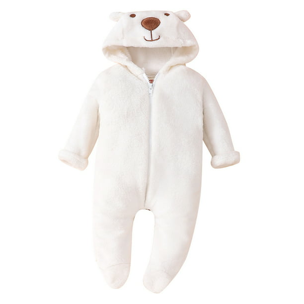 invierno bebé mameluco de manga larga con capucha suave oso de peluche  forro polar recién nacido bebé algodón monos