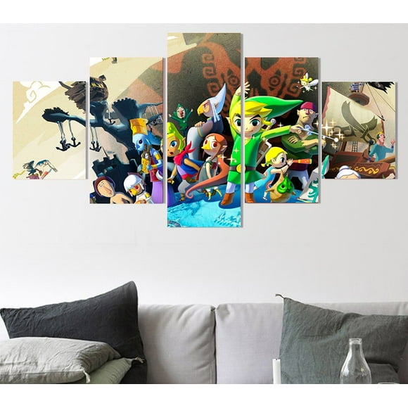 5 cuadros decorativos zelda animado canvas listo para colgar jungle art impresion tela arte