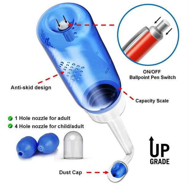 Jumpingount Neti Pot, botella transparente de resina sinusal a presión de  plástico recargable, irrigador Nasal para adultos y niños, cuidado 2piezas