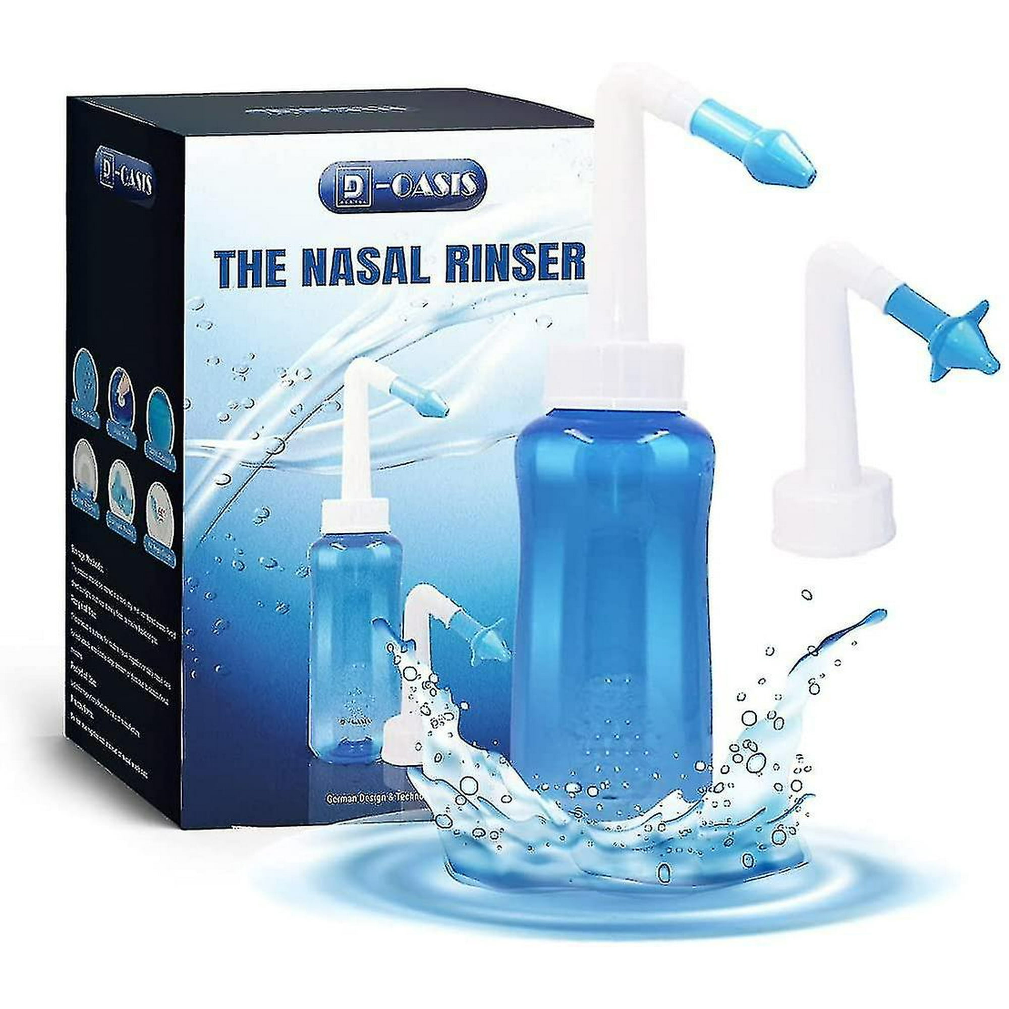 Botella de lavado nasal Neti Pot Sinus Rinse Bottle Limpiador de nariz  Conjunto de irrigación nasal Cuidado de la nariz Nariz Alergia Herpes Gripe  Enfermería para adultos y niños, 500m