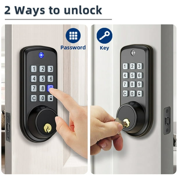 Cerraduras inteligentes para puerta delantera, cerradura de puerta de  entrada sin llave con huella digital, teclado y desbloqueo de código, no