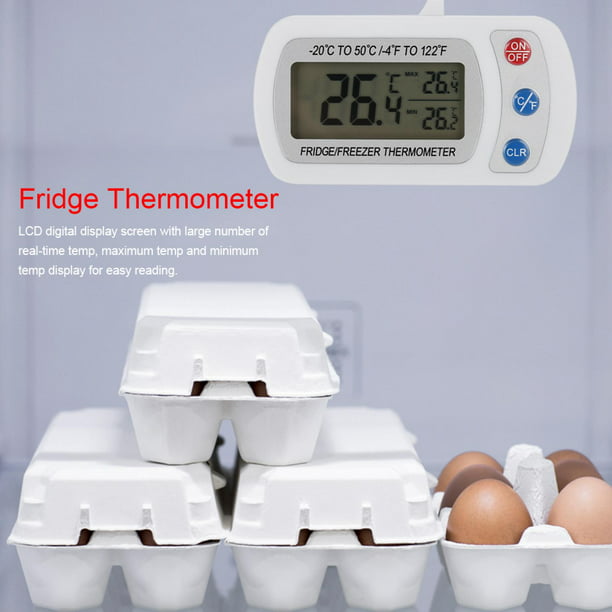 Termómetro Digital para refrigerador (-4 ° F a 122 ° F), Temporizador de  Temperatura en Tiempo Real con Pantalla LCD Digital, Termómetro para  refrigerador/congelador Resistente a Unbranded JY06055