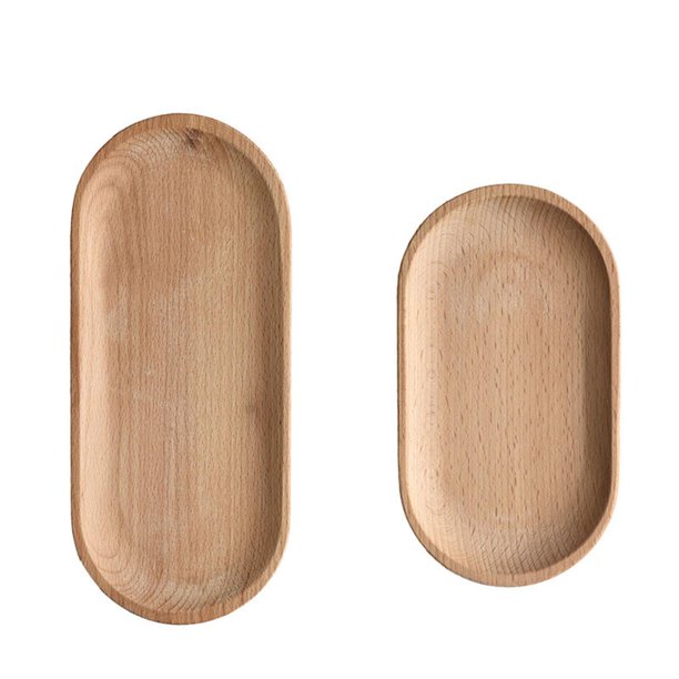 Juego de 2 bandejas de madera ovaladas, platos de madera para queso, sushi,  aperitivos, frutas