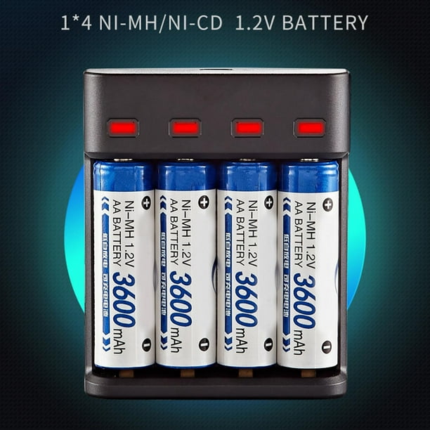 Cargador+ 4 Pilas Baterías Recargables AA 3600mah