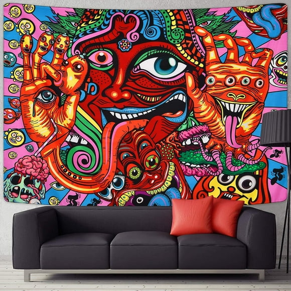 otra decoración de pared tapiz arabesco psicodélico tapiz hippie misterioso patrón retro abstracto tapiz trippy fantasía mágica tapiz fractal para