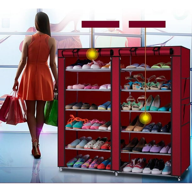 Zimtown Gabinete de almacenamiento de zapatos de 6 niveles y 12 rejillas,  18 pares de estantes para zapatos, organizador para armario, entrada,  pasillo, dormitorio Zimtown Contemporáneo
