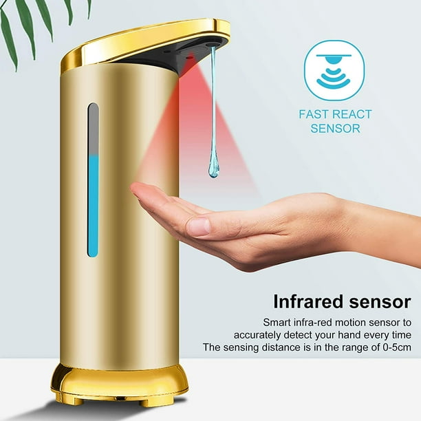 Dispensador automático de jabón, dispensador de desinfectante de manos  ajustable de 3 niveles sin contacto, sensor infrarrojo de base impermeable