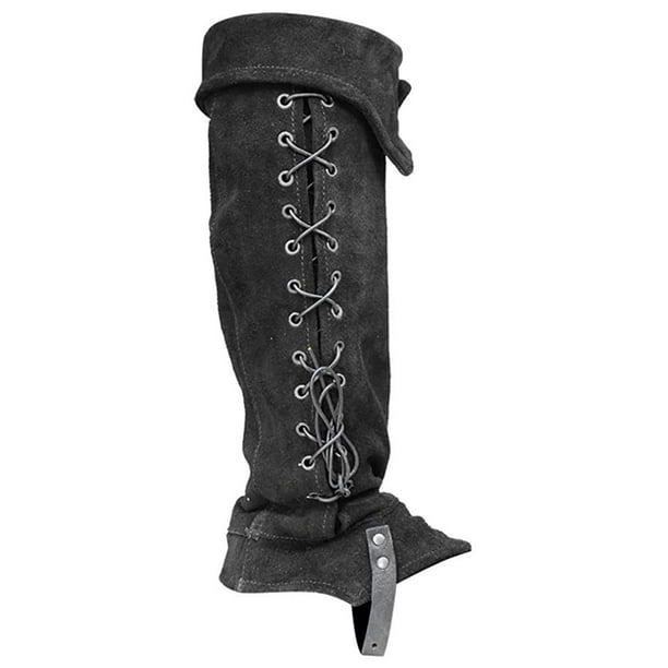 Polainas medievales cubierta de bota de pirata gótico Punk vendaje botas  funda de cuero de imitación para Festival Cosplay accesorios de disfraz ,  negro Baoblaze Cubrebotas Pirata