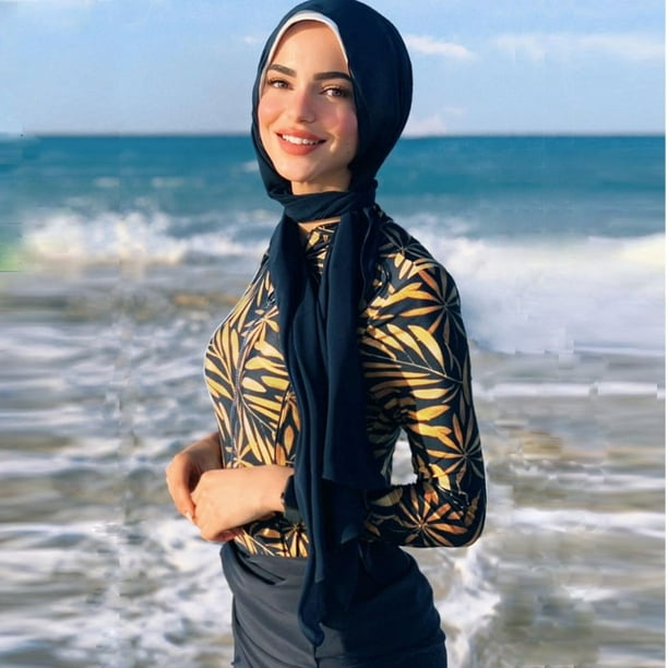 Inhalar rifle Darse prisa Traje de baño musulmán para mujer, hiyab de retales modesto, traje de baño  deportivo de manga larga, Tan Jianjun unisex | Walmart en línea