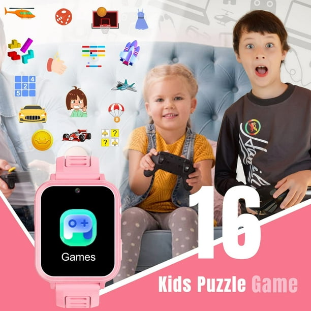  Reloj inteligente para niños y niñas – Reloj inteligente para  niños, regalo para niños de 4 a 12 años con 15 juegos, alarma de cámara,  video, reproductor de música, podómetro, linterna
