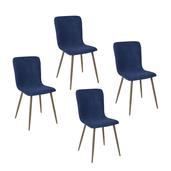 set de 4 sillas de comedor azul patas doradas de metal homemake furniture escandinavo minimalista