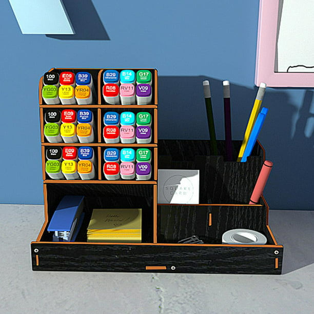 Organizador de escritorio y accesorios de acrílico, organizador de  bolígrafos y marcadores, organizador de lápices transparente y soporte para