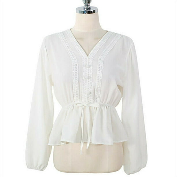 Blusa blanca con cuello en V, fajas para mujer, ropa para mujer