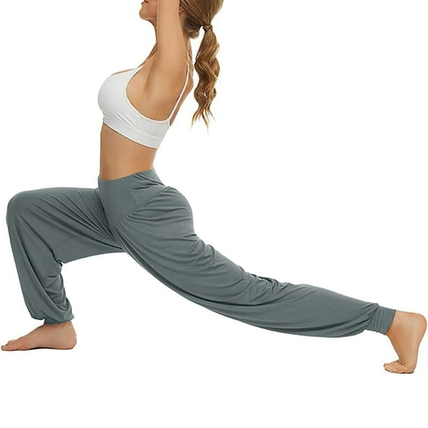 Gibobby Pantalon yoga mujer Moda para mujer Fitness Deportes Pantalones  casuales Yoga Pantalones atléticos sueltos(Gris oscuro,XL)