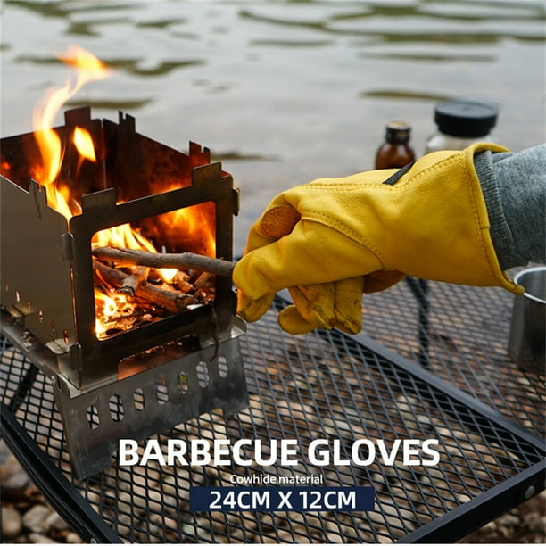 Protéjase del fuego con nuestros guantes de cuero premium para fogatas