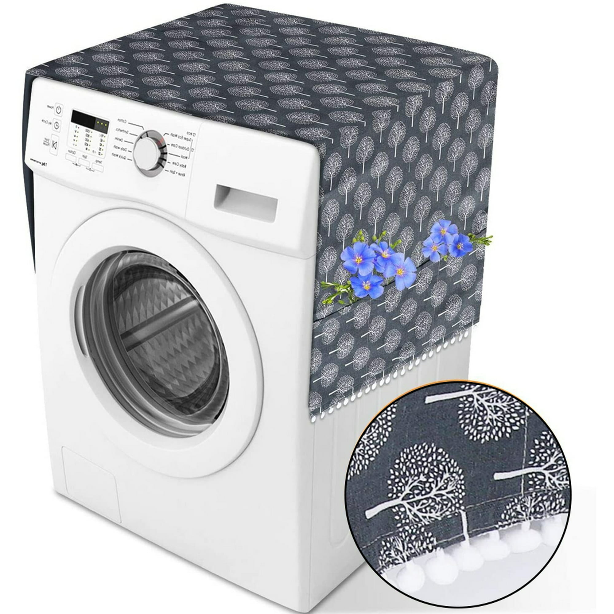 Fundas para lavadora y secadora para la parte superior antideslizante,  funda para lavadora con 4 bolsillos de almacenamiento, protector superior  para