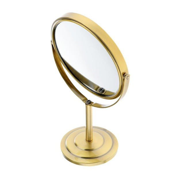 Espejo de maquillaje, espejo de aumento de 1/20X, espejo de tocador  giratorio de dos caras con superficie de mesa, acabado cromado, estilo de  1-8