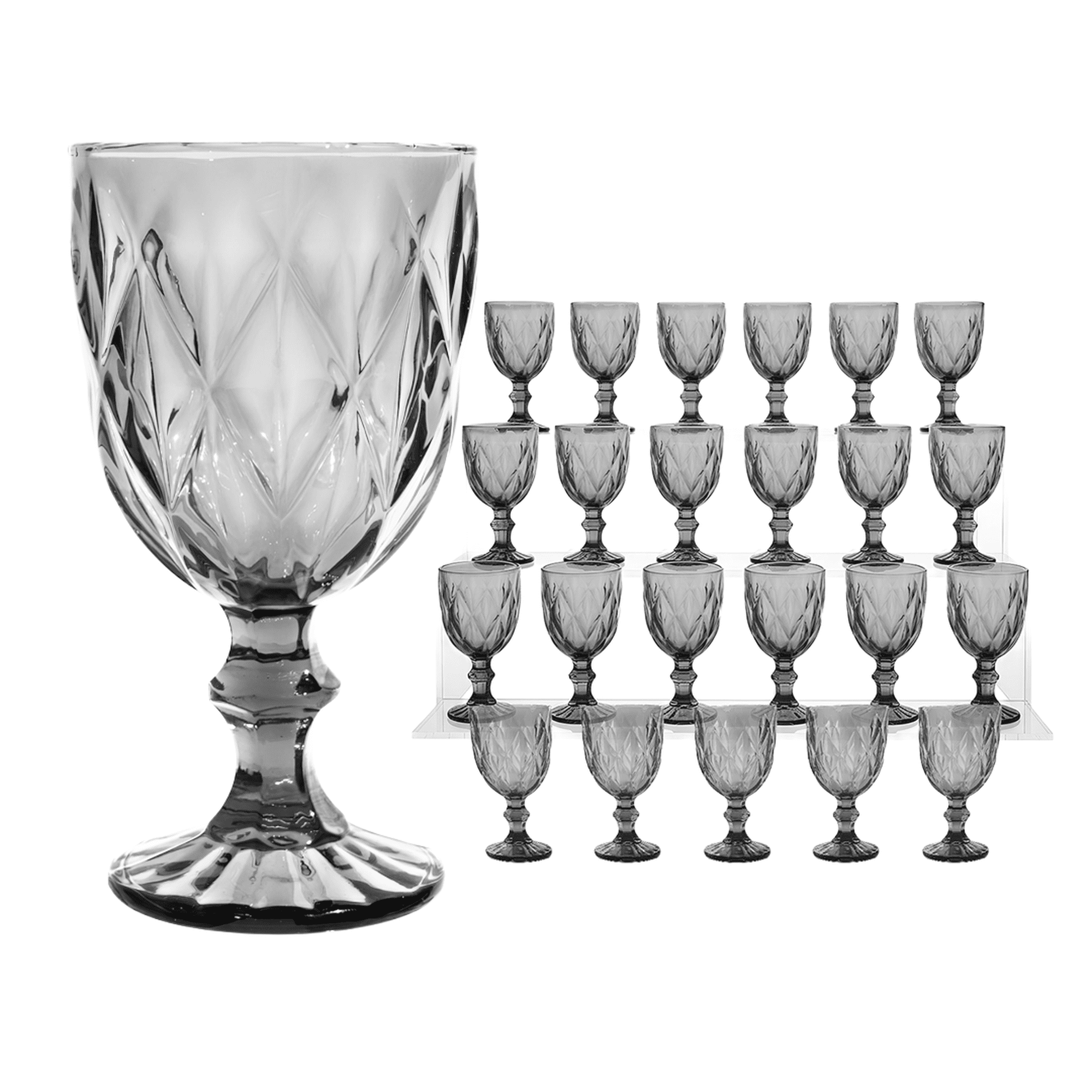 Copas de vino agua vidrio cristal labradas vintage 245 ml vittori juego 24 piezas color humo