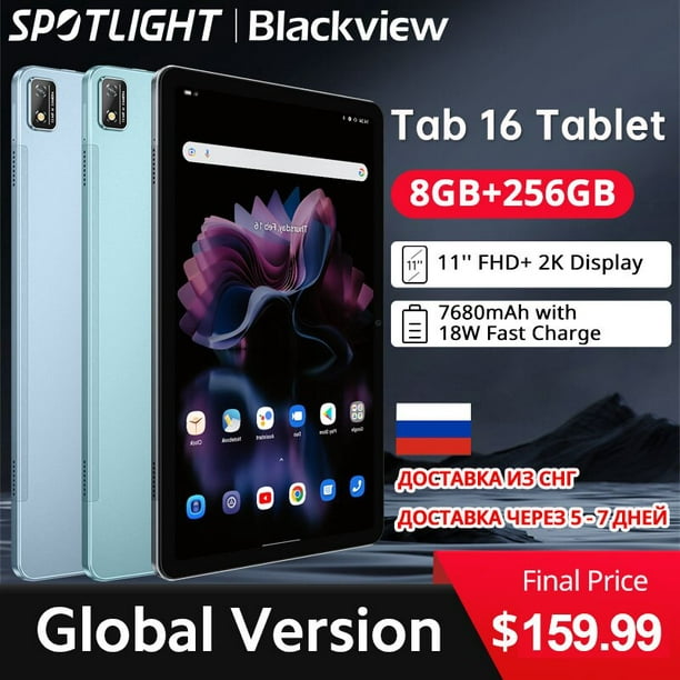 Blackview-Tablet Tab 16 con Android, 8GB + 256GB, 11 , 2k FHD + pantalla,  batería de 7680 mAh, Widevine L1 Unisoc T616, estreno mundial Casa de los  Tesoros