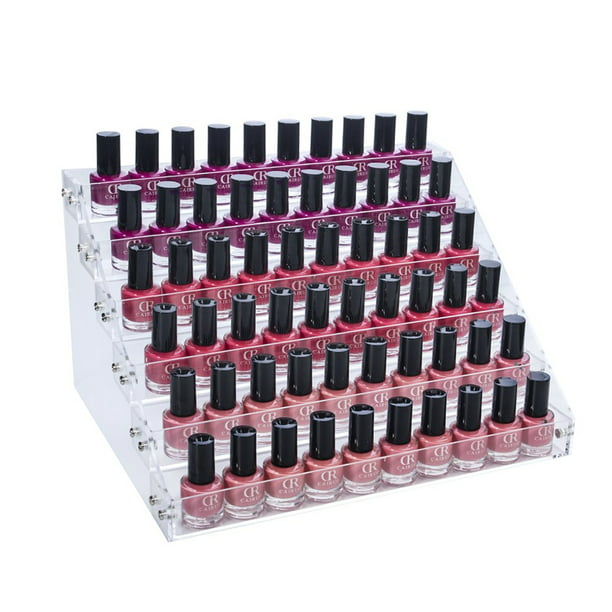 Organizador de esmalte de uñas transparente, soporte de esmalte de uñas  acrílico de 2/3/4/5/6 filas, estante de exhibición con capacidad para  20-108