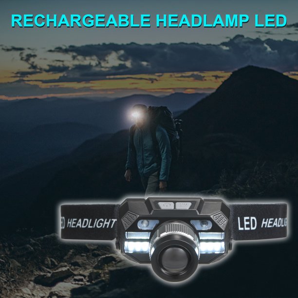 Linterna frontal recargable, linterna frontal impermeable superbrillante de  8 LED con luces rojas, lámpara frontal recargable por USB, 8 modos para  acampar al aire libre, correr, pescar, sen