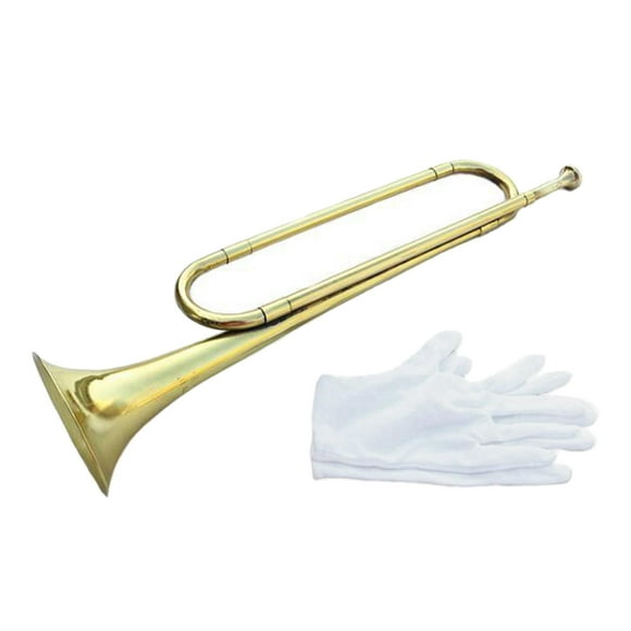 bb bugle latón amarillo portátil con guantes 47 cm trompeta cuerno de caballería para banda principi gloria trompeta de corneta