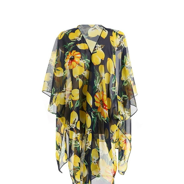 Blusas para Mujer, Cárdigan Kimono, Vestido Cubrir El , para Al Aire Libre  en El Agua Amarillo Macarena Cárdigan tipo kimono de playa