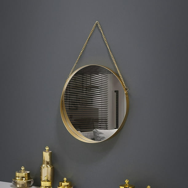 Espejo de pared de Color dorado, cadena colgante, Metal, espejo circular de  pared, espejo de tocador para salón, dormitorio, 305 cm BLESIY espejo de  pared redondo