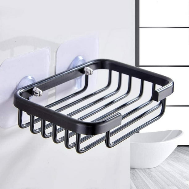 Jabonera para pared de ducha – 304 barra de acero inoxidable con ganchos  para baño – Soporte para fregadero de cocina potente adhesivo sin  perforación