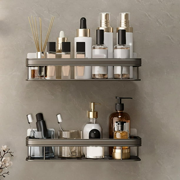 Comprar Estante de baño, organizador de almacenamiento de maquillaje,  estante para champú de aleación de aluminio, estante de ducha, accesorios  de baño, estante de pared sin taladro