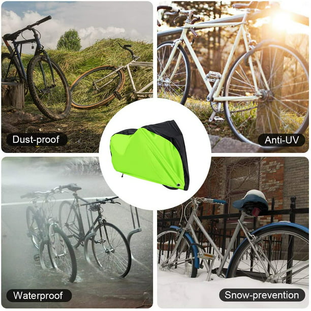  Funda para bicicleta, impermeable, para exteriores, antipolvo,  lluvia, nieve, UV, cubierta de lluvia para bicicleta, para montaña,  carretera y bicicletas resistentes con agujeros de bloqueo y bolsa de  almacenamiento : Deportes