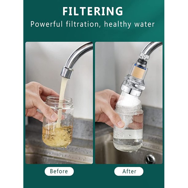 Grifo de agua con filtro de fregadero, filtro de grifo, purificador de agua  de cocina giratorio de 360° para grifo, elimina fluoruro de cloro, metales