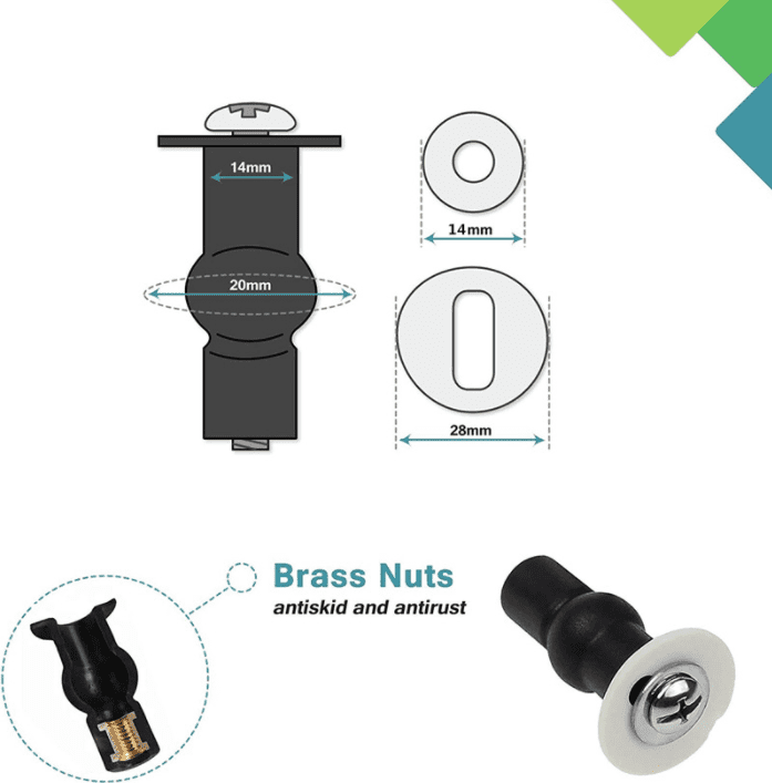 Kit Sujetadores Asiento Inodoro - 2 Pares Pernos Goma Y Tornillos Acero Inoxidable, Fácil Instalación