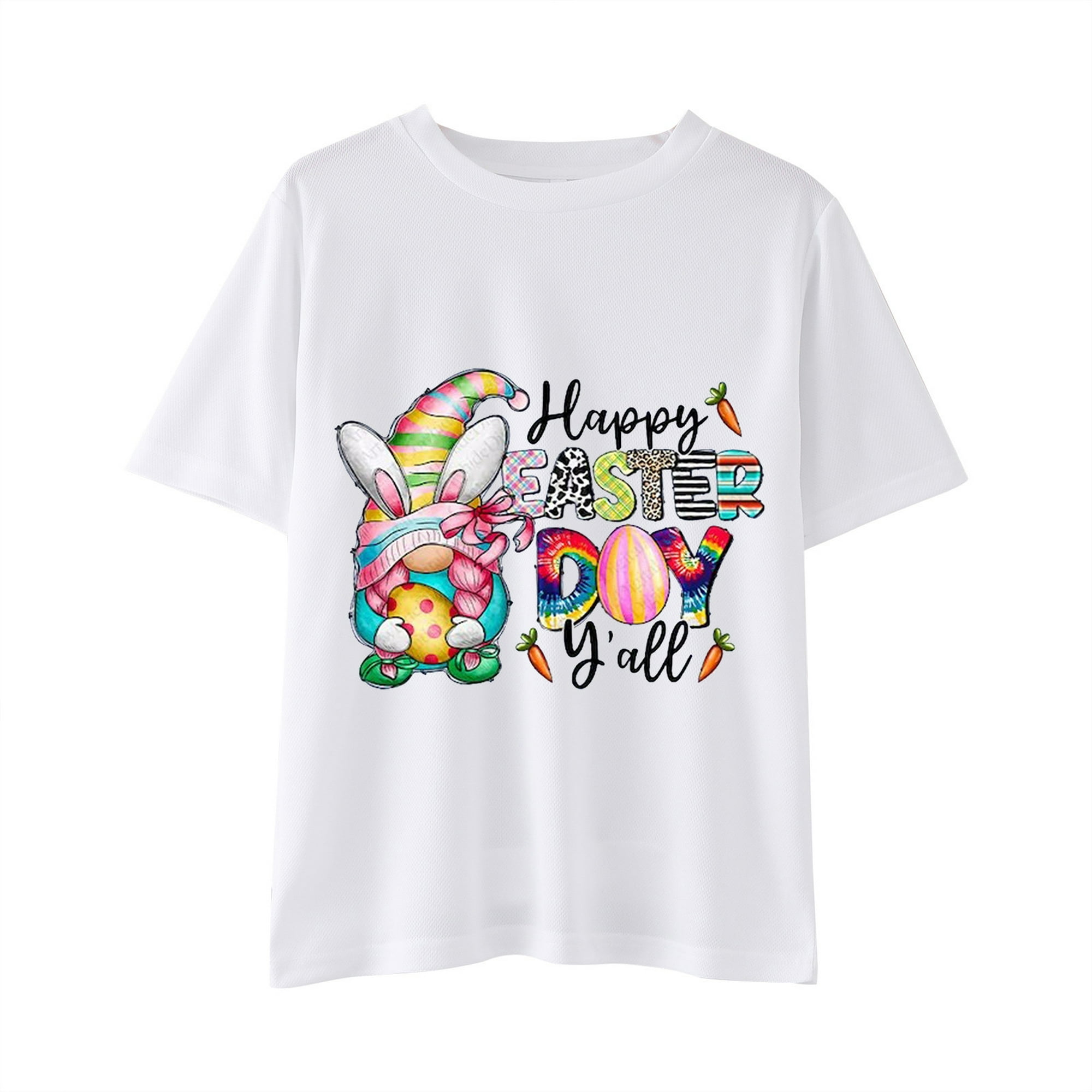 Gibobby Playera De Algodón Día de Pascua imprime camisas niño niña niños  manga corta conejito camiseta niños niñas camisetas(Rosa, 10-12 Años)