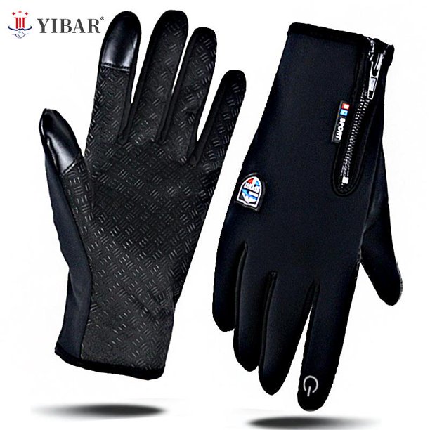 Leather Waterproof Motorcycle Winter Gloves for Men Women Warm